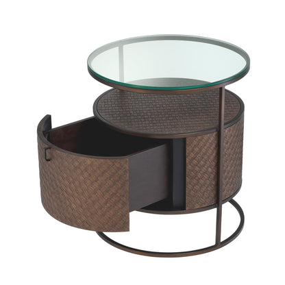 Eichholtz Napa Valley Nightstand, Brown, Bronze, Clear Glass, 19.69"W (113397 YV0J03YQ35)
