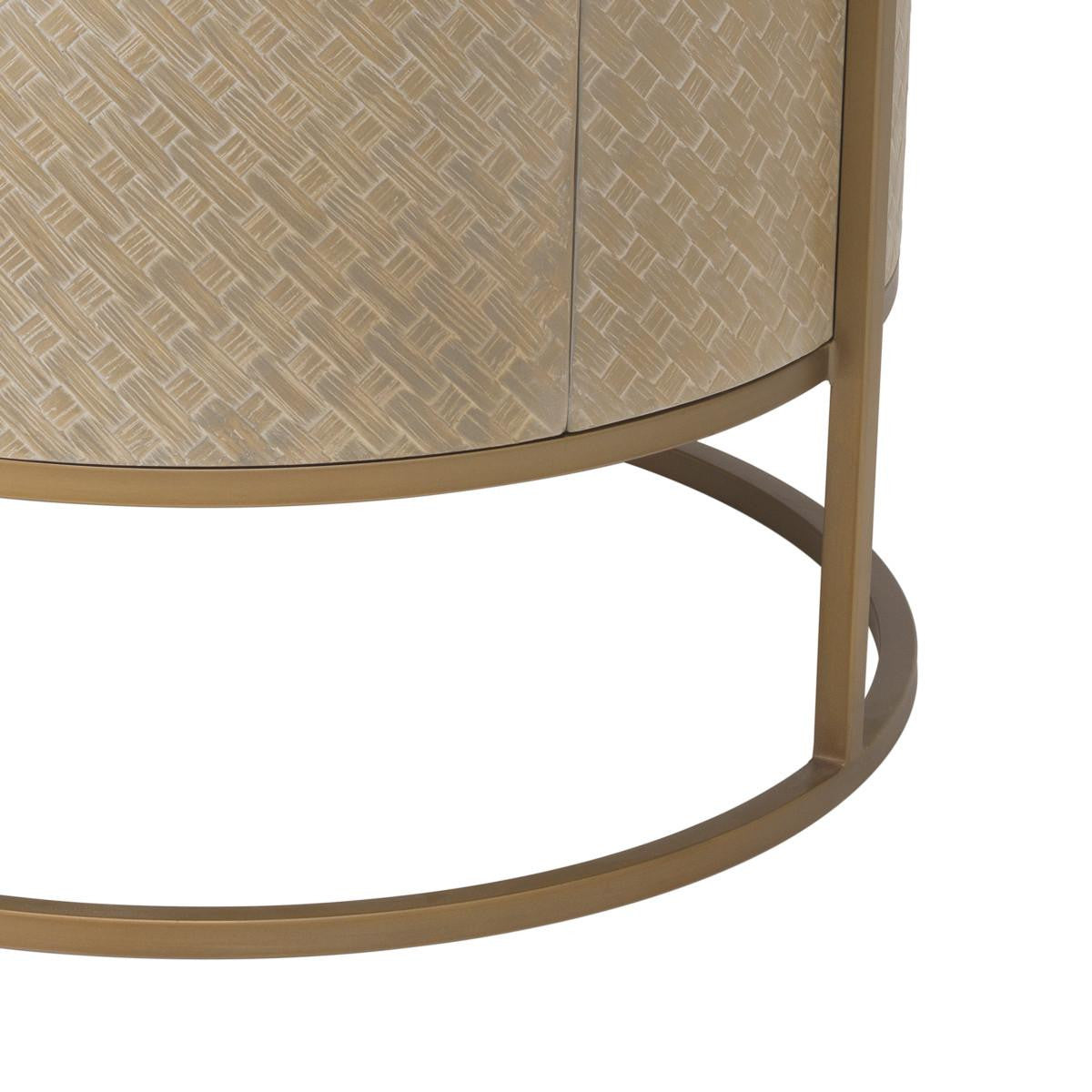 Eichholtz Napa Valley Nightstand, Tan, Brushed Brass, Clear Glass, 19.69"W (114776 YV0J03YQ36)