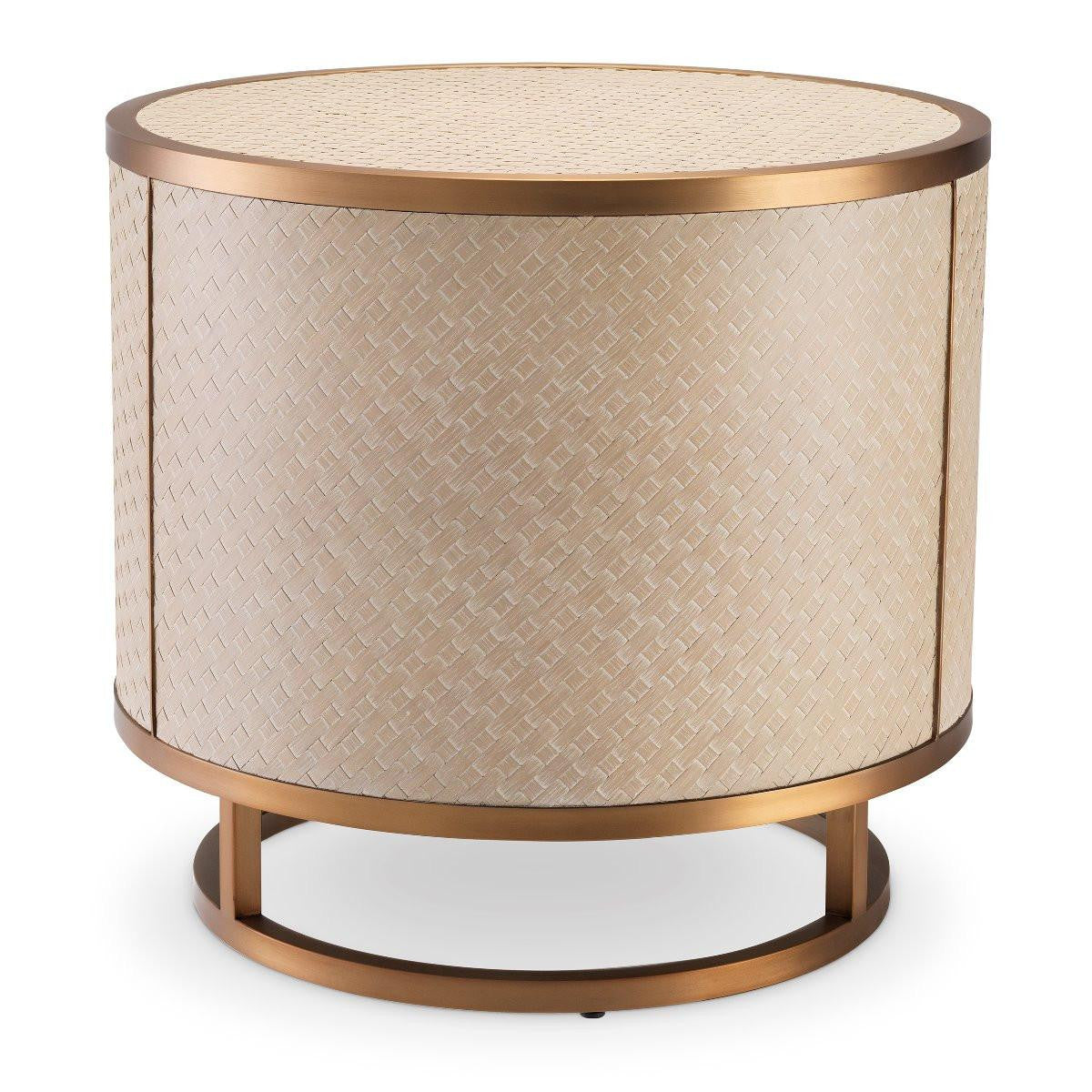 Eichholtz Napa Valley Side Table, Tan, Brushed Brass, 19.88"H (114779 YV0J041UR3)