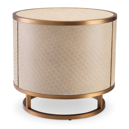 Eichholtz Napa Valley Side Table, Tan, Brushed Brass, 19.88"H (114779 YV0J041UR3)