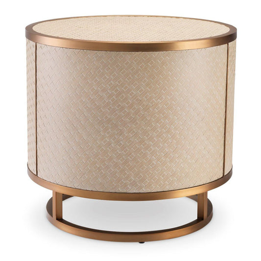 Eichholtz Napa Valley Side Table, Tan, Brushed Brass, 19.88"H (114779 YV0J041UR3)