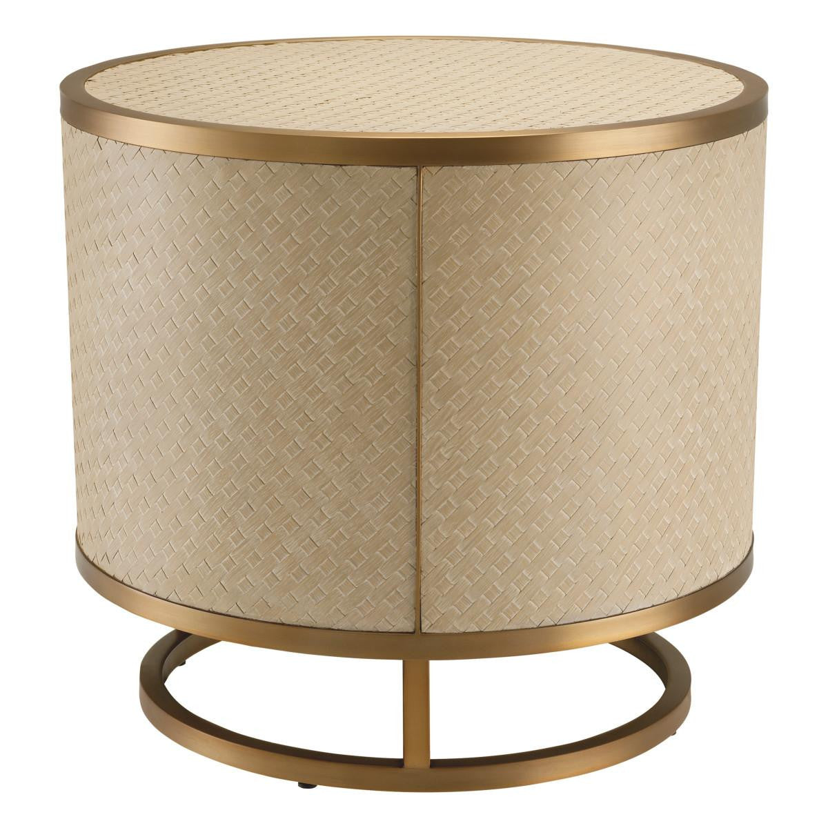 Eichholtz Napa Valley Side Table, Tan, Brushed Brass, 19.88"H (114779 YV0J041UR3)