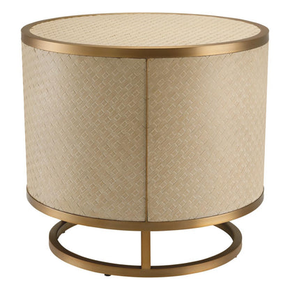 Eichholtz Napa Valley Side Table, Tan, Brushed Brass, 19.88"H (114779 YV0J041UR3)