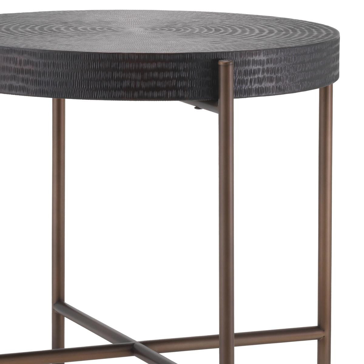 Eichholtz Nikos Side Table, Gunmetal Bronze, Bronze Legs, 21.65"H (114365 YV0J041UR6)