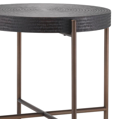 Eichholtz Nikos Side Table, Gunmetal Bronze, Bronze Legs, 21.65"H (114365 YV0J041UR6)