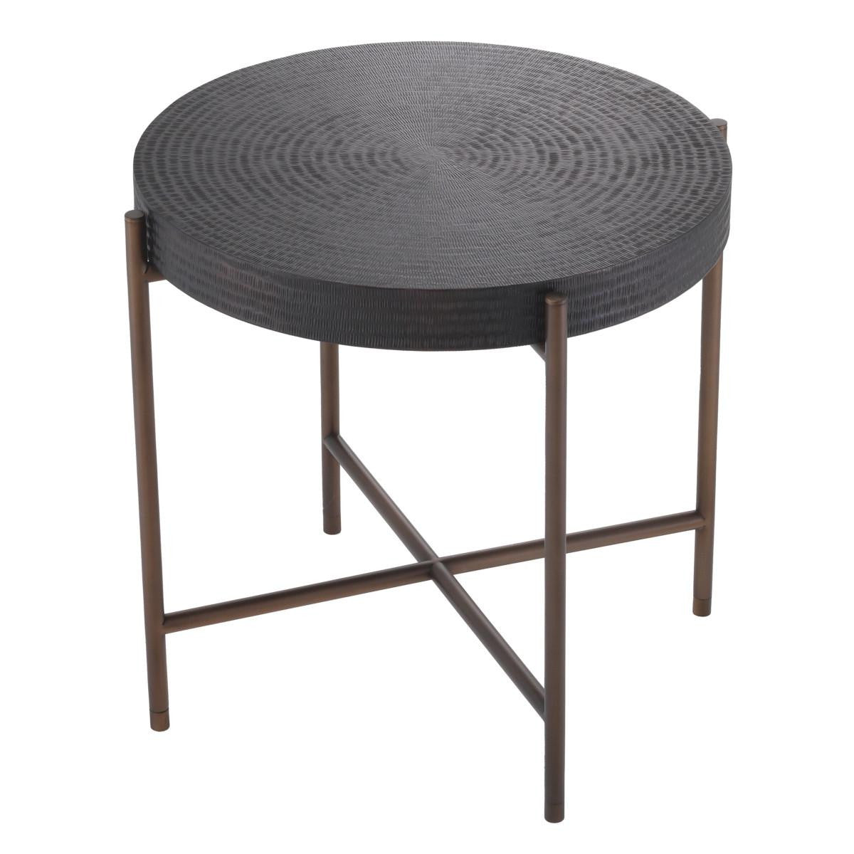 Eichholtz Nikos Side Table, Gunmetal Bronze, Bronze Legs, 21.65"H (114365 YV0J041UR6)