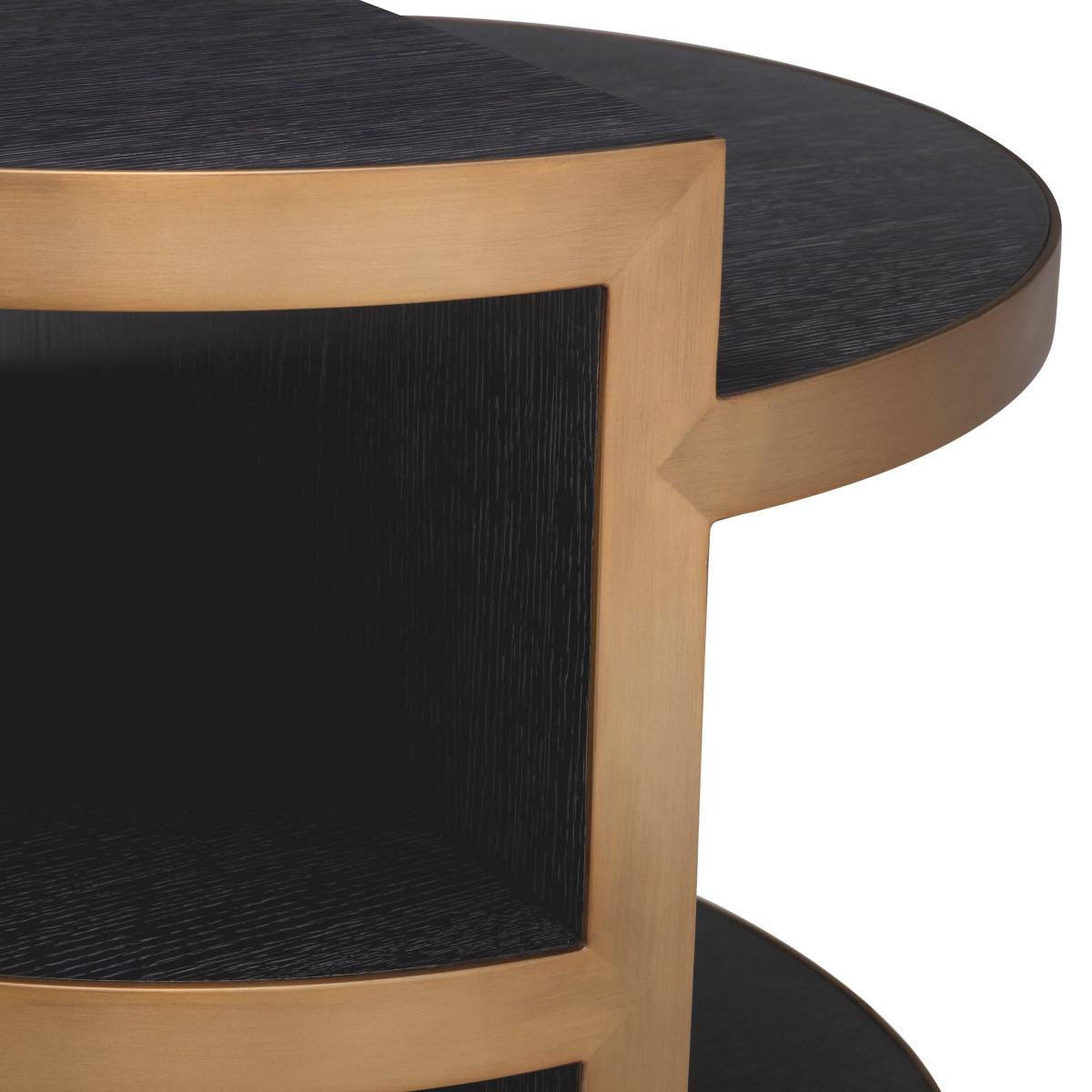 Eichholtz Nilo Side Table, Charcoal Gray, Brushed Brass, 21.85"H (117331 YV0J041UR7)