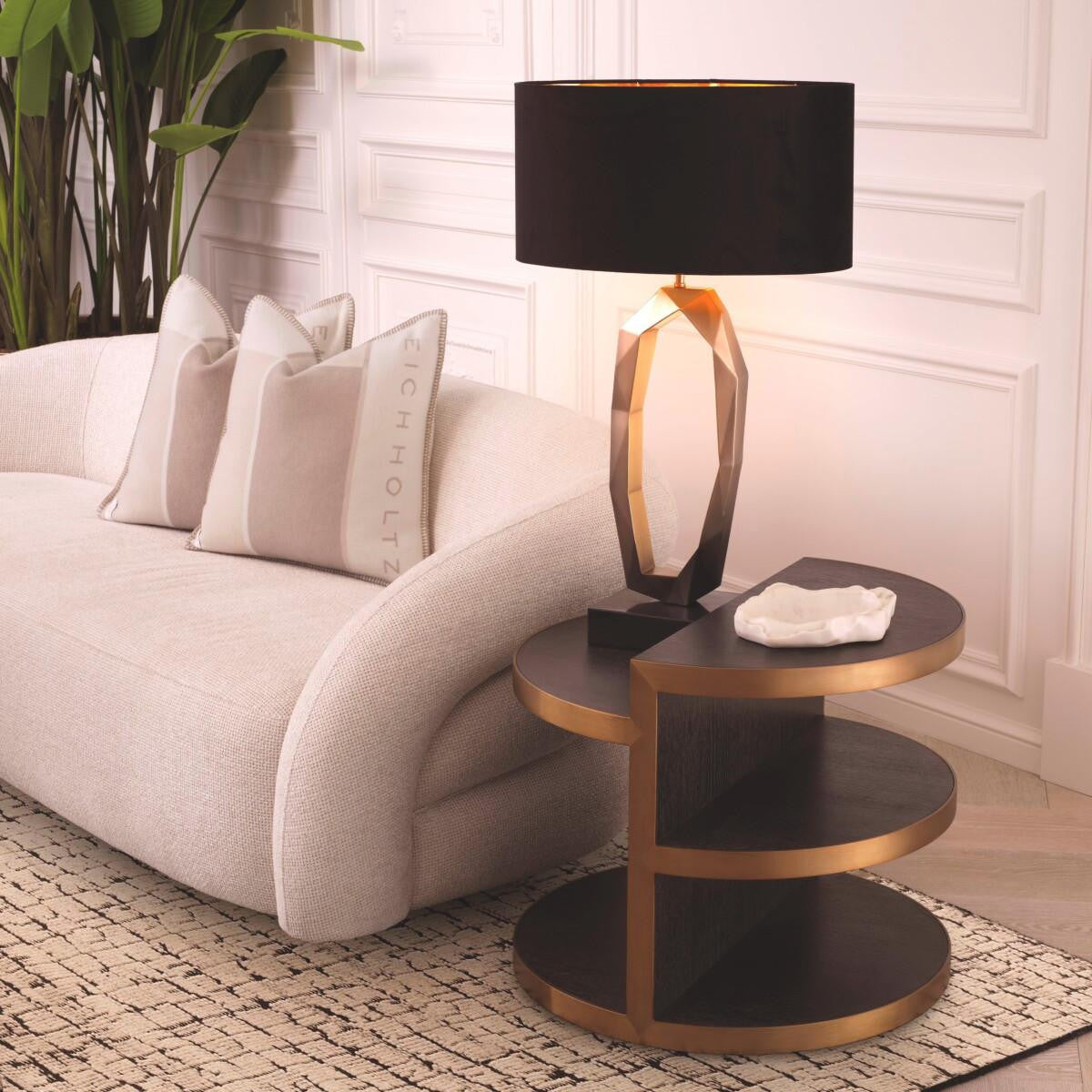 Eichholtz Nilo Side Table, Charcoal Gray, Brushed Brass, 21.85"H (117331 YV0J041UR7)