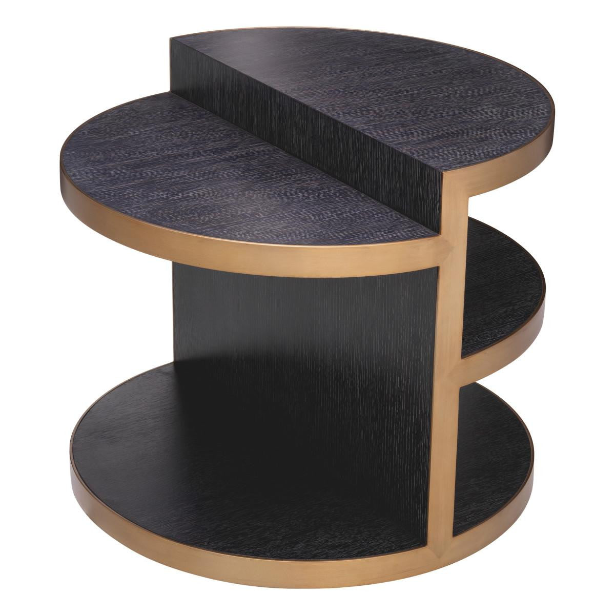 Eichholtz Nilo Side Table, Charcoal Gray, Brushed Brass, 21.85"H (117331 YV0J041UR7)