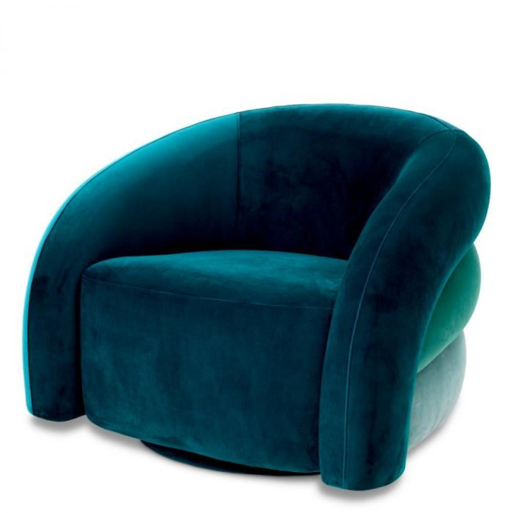 Eichholtz Novelle Swivel Chair, Savona Sea Green Velvet, Savona Turquoise Velvet, Savona Blue Velvet, 35.83"W (A117010 YV0J041VRR)