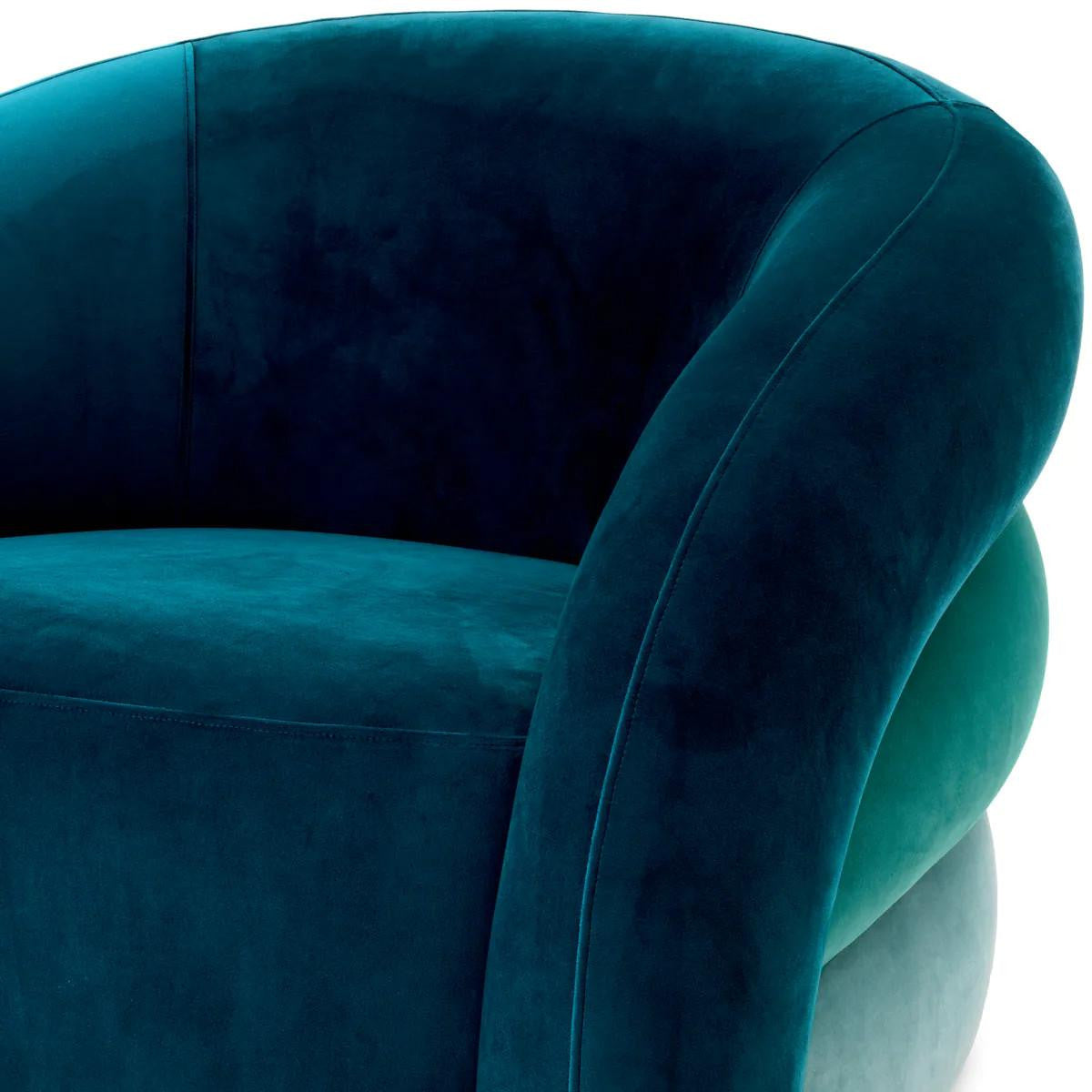 Eichholtz Novelle Swivel Chair, Savona Sea Green Velvet, Savona Turquoise Velvet, Savona Blue Velvet, 35.83"W (A117010 YV0J041VRR)