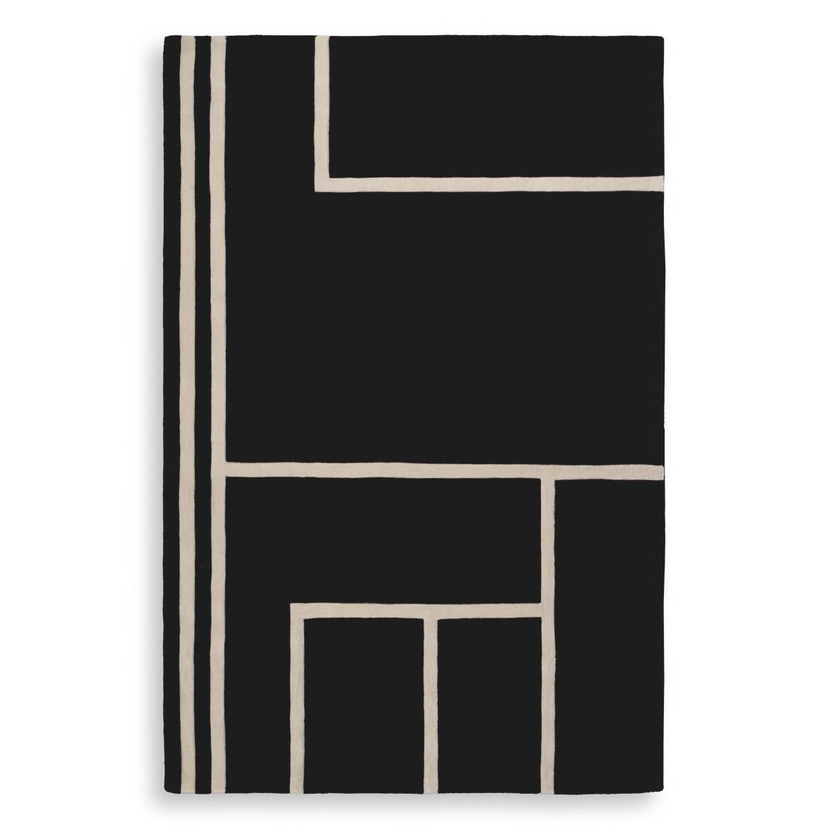 Eichholtz Omar Carpet, Black, Off-White, 118.11"L x 157.48"W (115826 YV0J03YT2M)