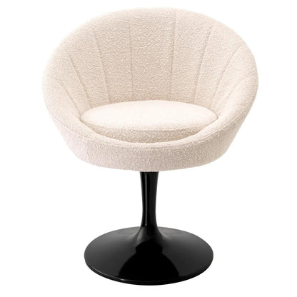 Eichholtz O'Neill Swivel Chair, Boucle Cream Fabric, Black Base, 26.38"W (A114953 YV0J03YXYJ)