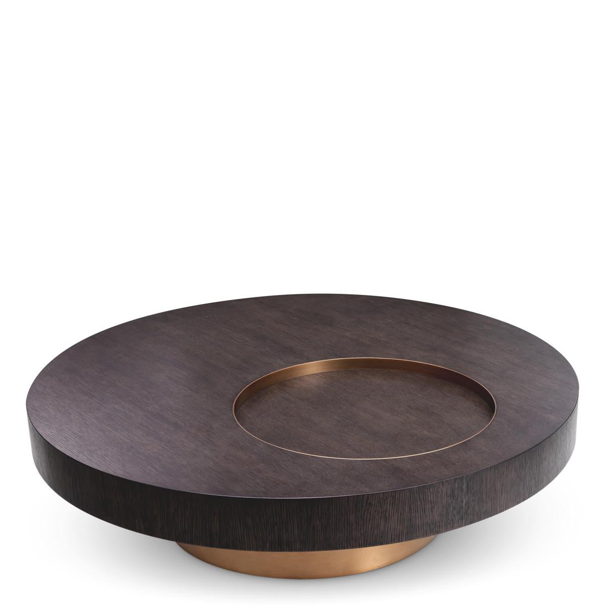 Eichholtz Otus Coffee Table, Round, Mocha, Brushed Brass, 43.31"W (117400 ), Eichholtz 117400 YV0J03YVZC