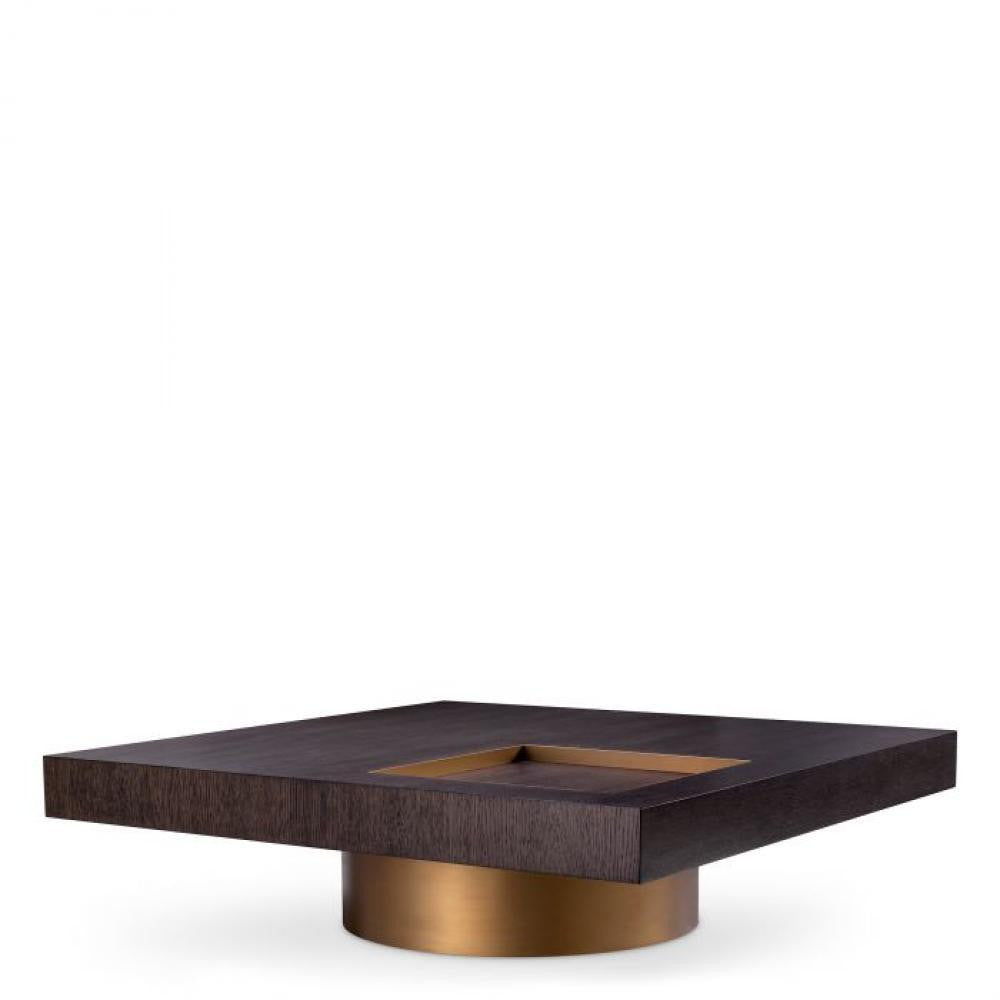 Eichholtz Otus Coffee Table, Square, Mocha, Brushed Brass, 43.31"W (117404 ), Eichholtz 117404 YV0J03YVZE