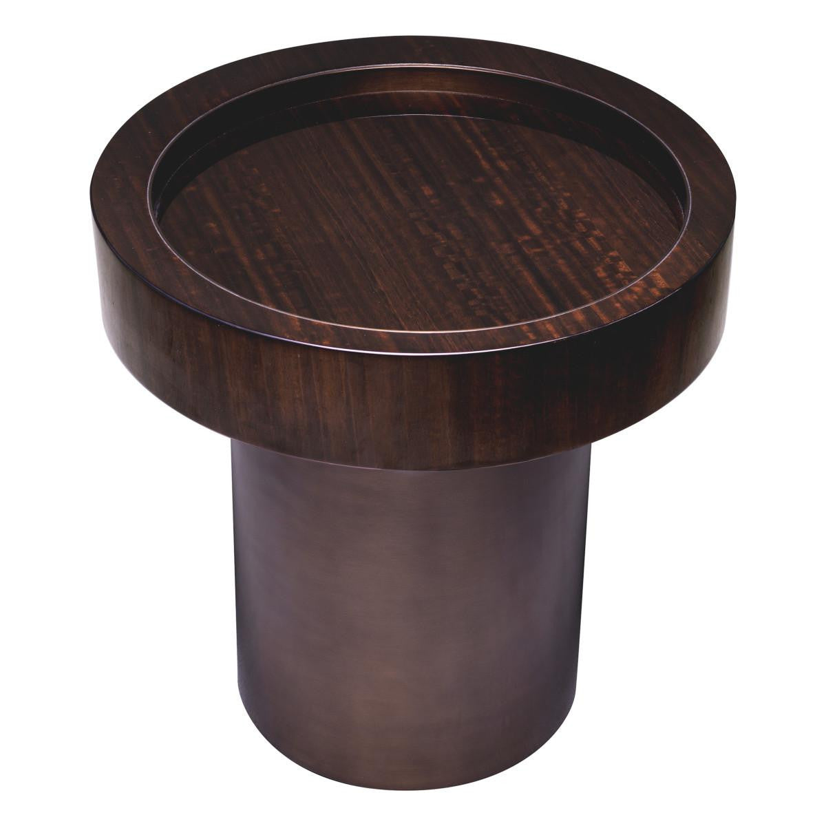 Eichholtz Otus Side Table, Round, Eucalyptus, Bronze, 19.88"H (117403 YV0J041URC)