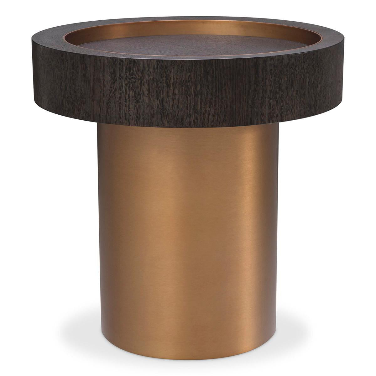 Eichholtz Otus Side Table, Round, Mocha, Brushed Brass, 19.88"H (117401 YV0J041URD)