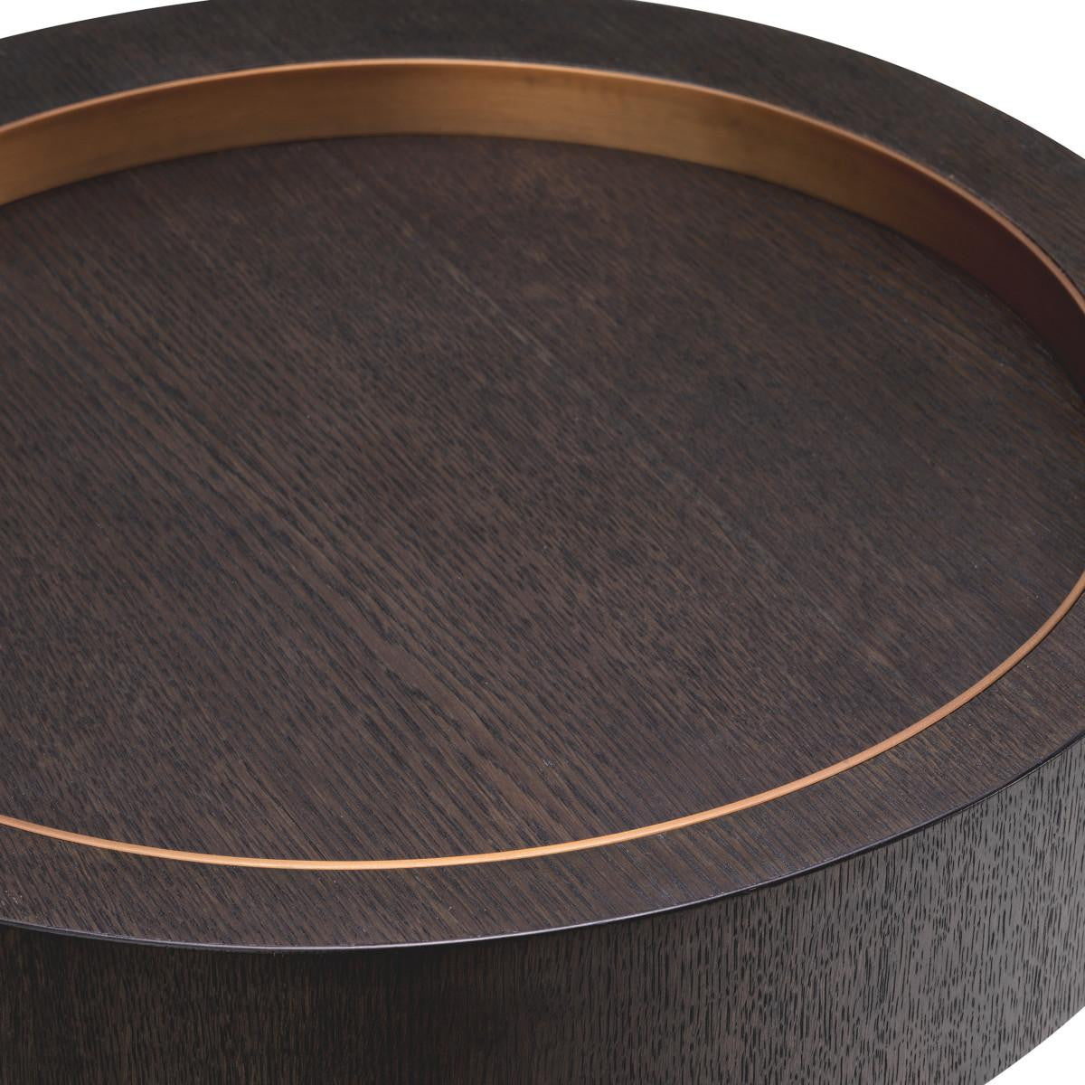 Eichholtz Otus Side Table, Round, Mocha, Brushed Brass, 19.88"H (117401 YV0J041URD)