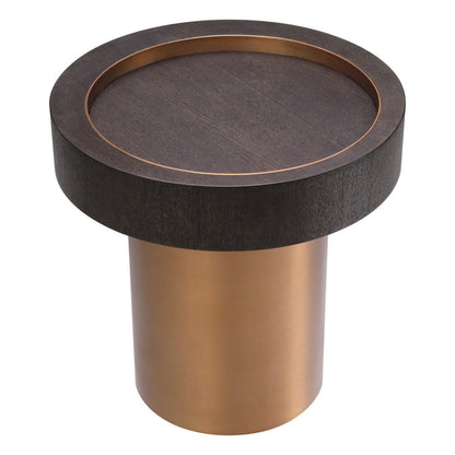 Eichholtz Otus Side Table, Round, Mocha, Brushed Brass, 19.88"H (117401 YV0J041URD)