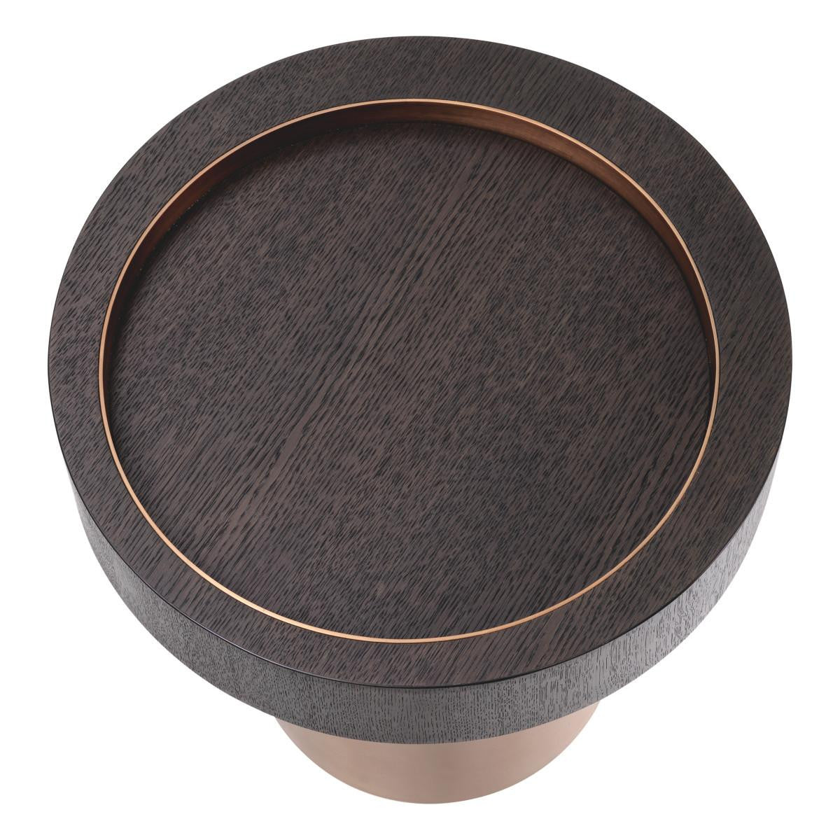 Eichholtz Otus Side Table, Round, Mocha, Brushed Brass, 19.88"H (117401 YV0J041URD)