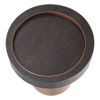 Eichholtz Otus Side Table, Round, Mocha, Brushed Brass, 19.88"H (117401 YV0J041URD)