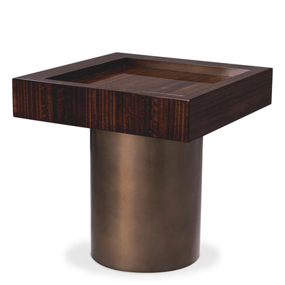 Eichholtz Otus Side Table, Square, Eucalyptus, Bronze, 19.88"H (117407 YV0J041URE)