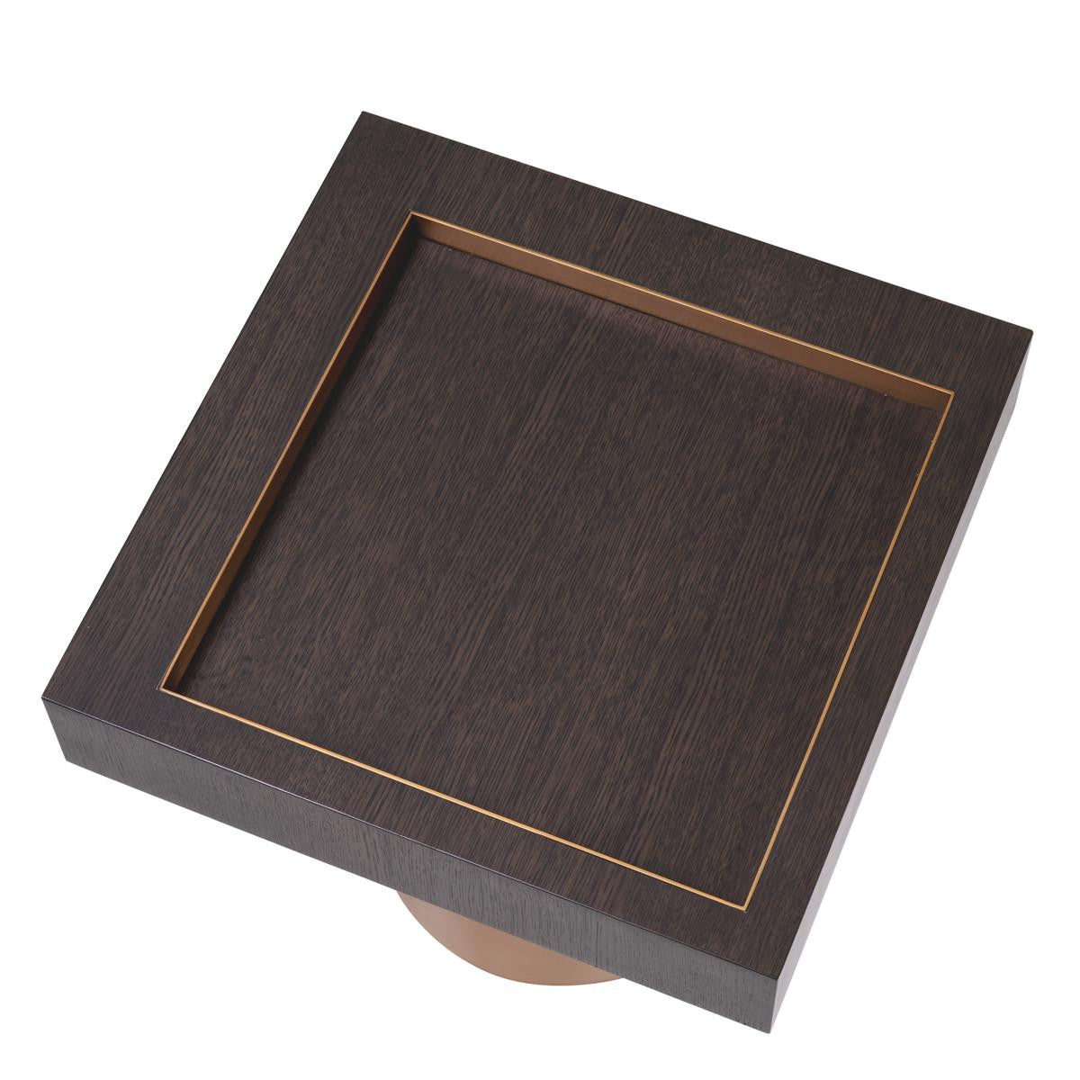 Eichholtz Otus Side Table, Square, Mocha, Brushed Brass, 19.88"H (117405 YV0J041URF)