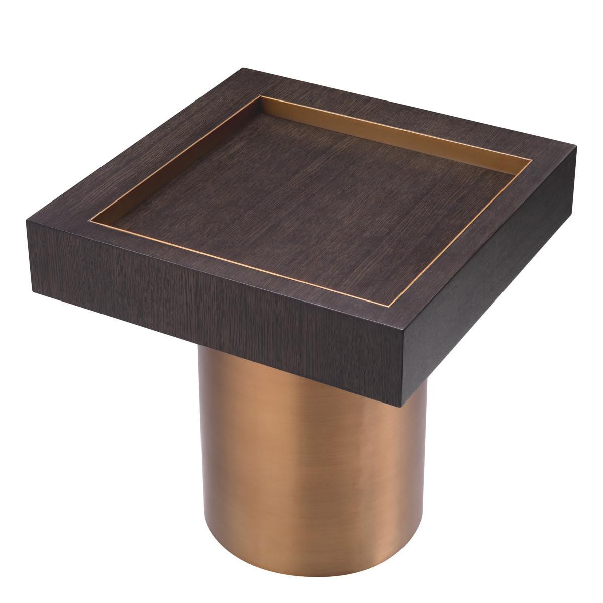 Eichholtz Otus Side Table, Square, Mocha, Brushed Brass, 19.88"H (117405 YV0J041URF)