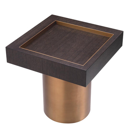 Eichholtz Otus Side Table, Square, Mocha, Brushed Brass, 19.88"H (117405 YV0J041URF)