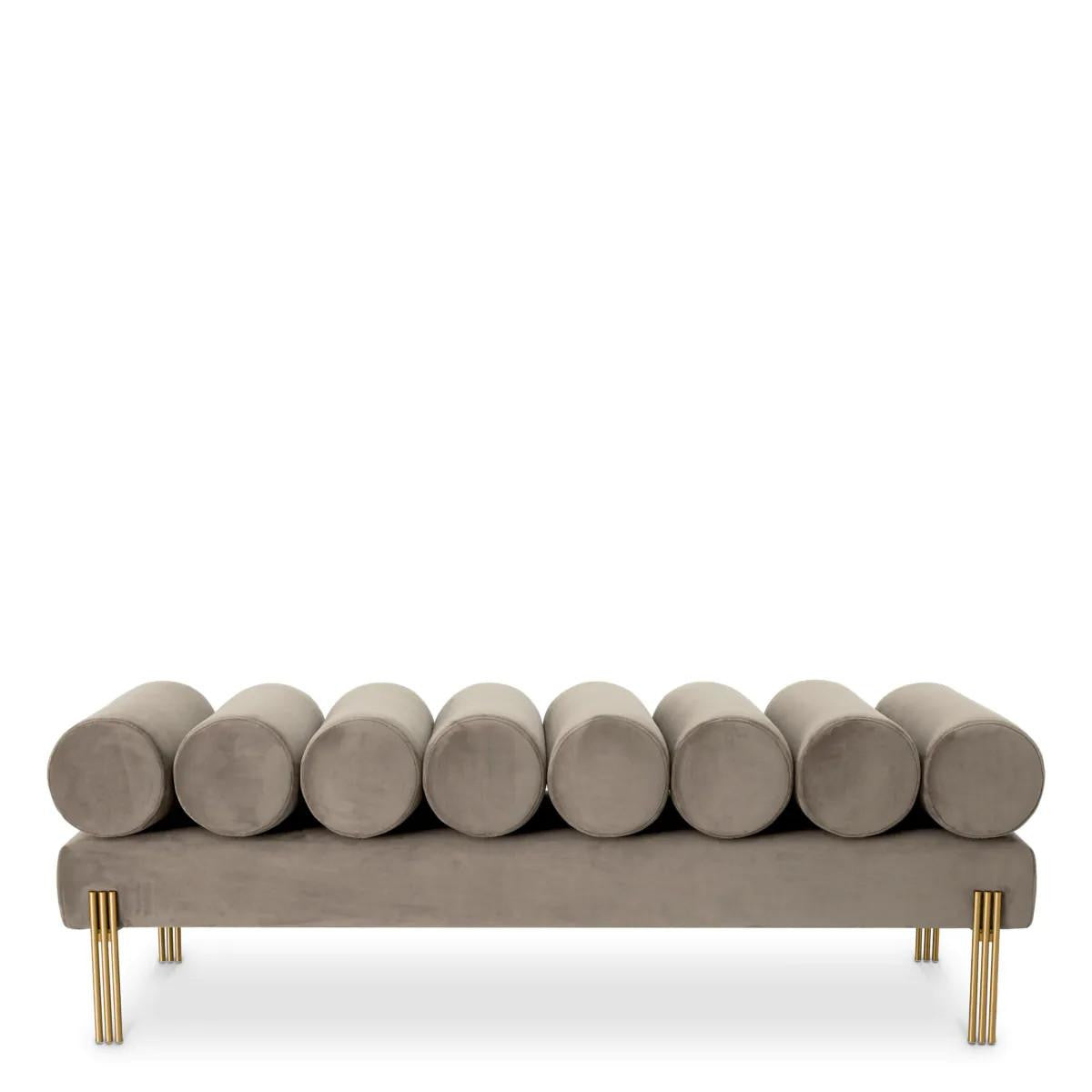 Eichholtz Oxley Bench, Savona Light Gray Velvet, Brushed Brass Legs, 51.18"W (A117005 YV0J03YQ3F)