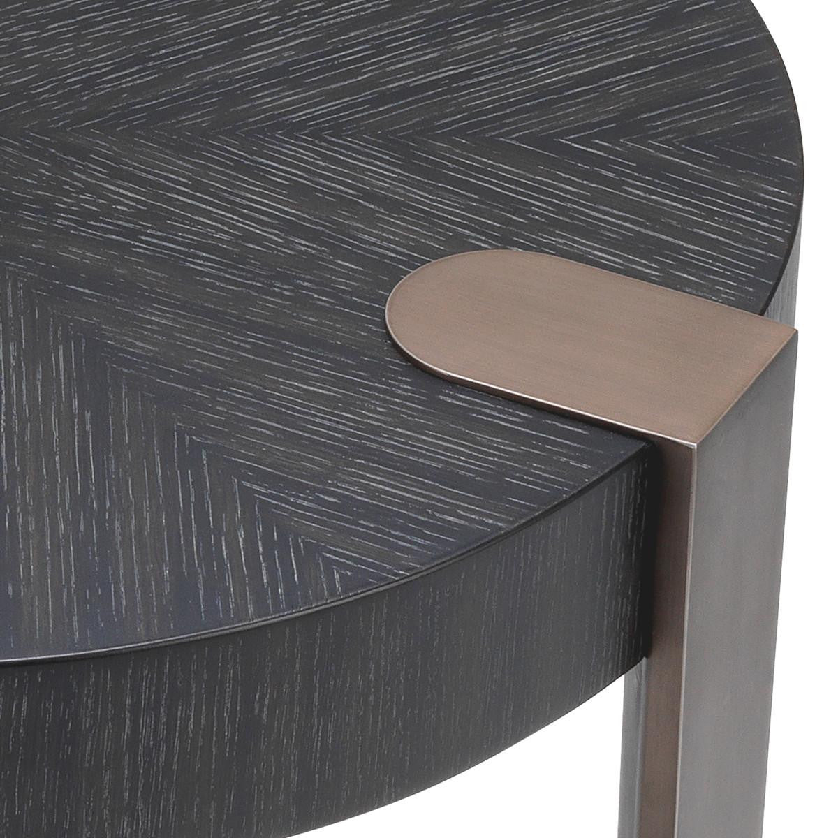 Eichholtz Oxnard Side Table, Charcoal Gray, Bronze, 21.85"H (114531 YV0J041URG)