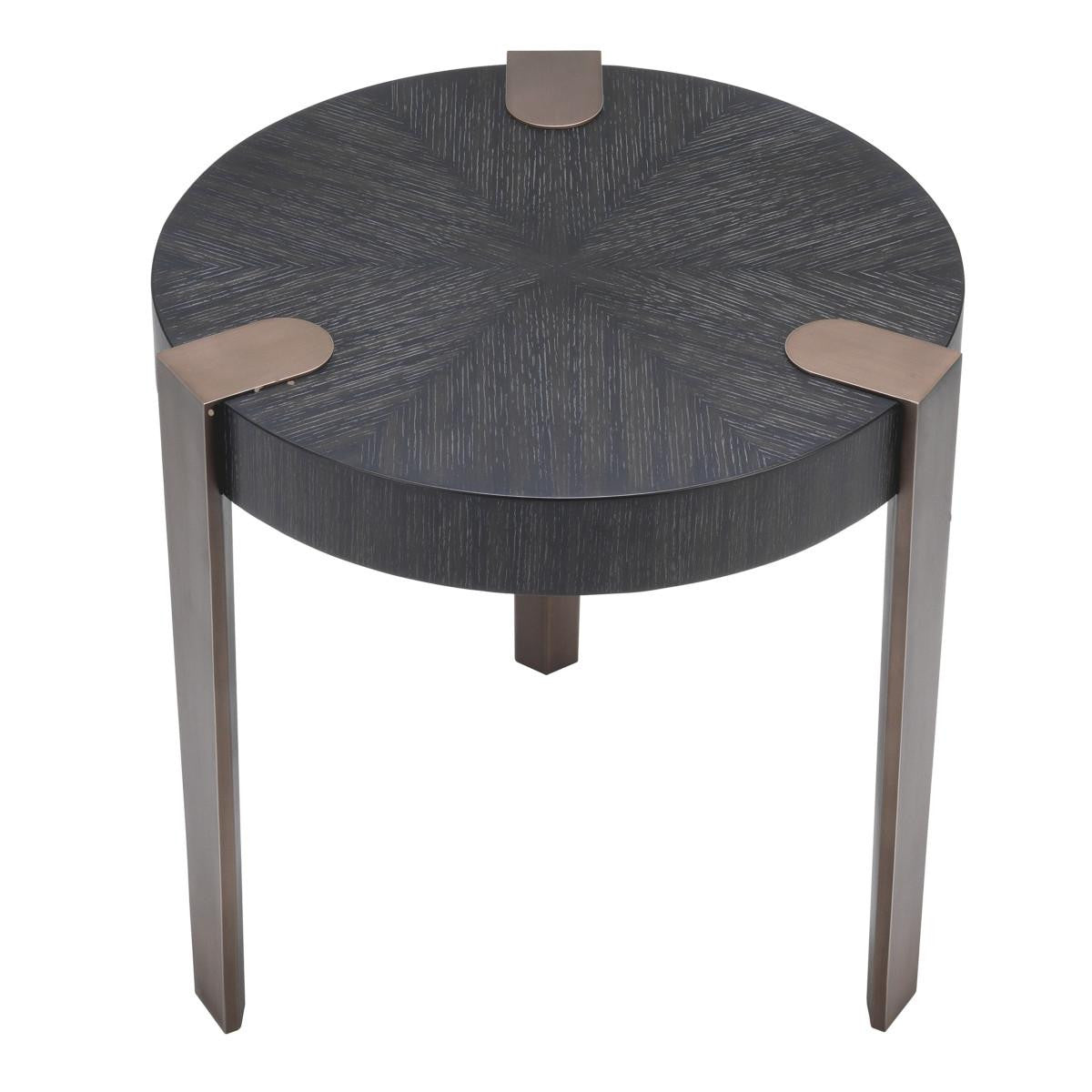 Eichholtz Oxnard Side Table, Charcoal Gray, Bronze, 21.85"H (114531 YV0J041URG)