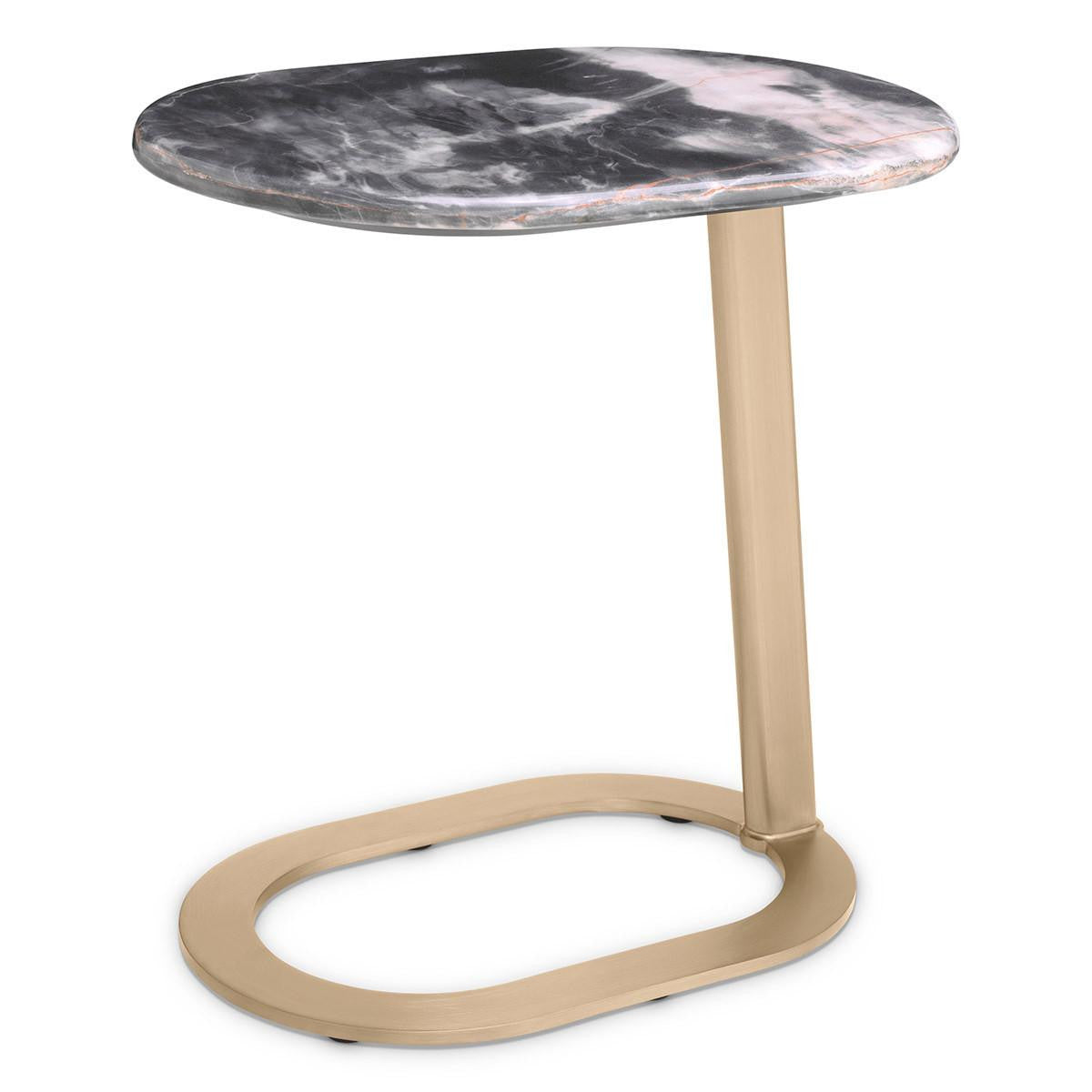 Eichholtz Oyo Side Table, Brushed Brass, Black, 19.69"H (117491 YV0J041URJ)