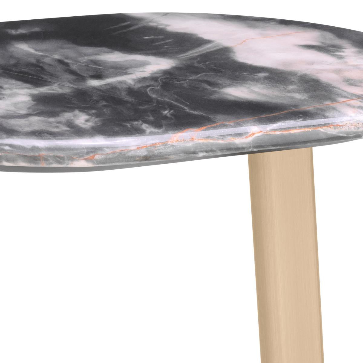 Eichholtz Oyo Side Table, Brushed Brass, Black, 19.69"H (117491 YV0J041URJ)