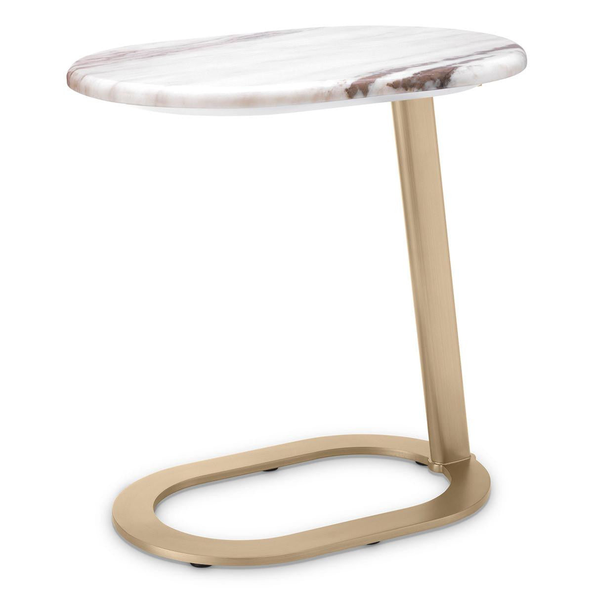 Eichholtz Oyo Side Table, Brushed Brass, White, 19.69"H (117490 YV0J041URK)