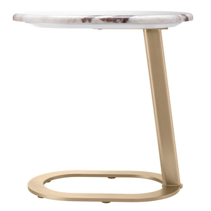 Eichholtz Oyo Side Table, Brushed Brass, White, 19.69"H (117490 YV0J041URK)