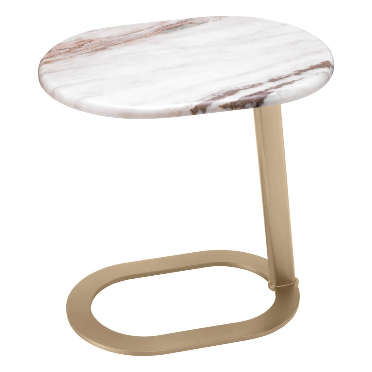 Eichholtz Oyo Side Table, Brushed Brass, White, 19.69"H (117490 YV0J041URK)