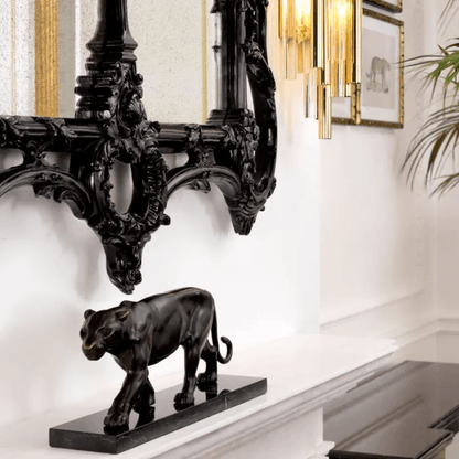Eichholtz Panther Sculpture, Bronze Patina, Black Base, 16.54"W (109572 YV0J041RT9)