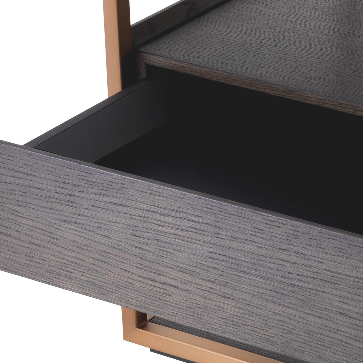 Eichholtz Parker Side Table, Mocha, Brushed Brass, 24.02"H (114216 YV0J041URN)