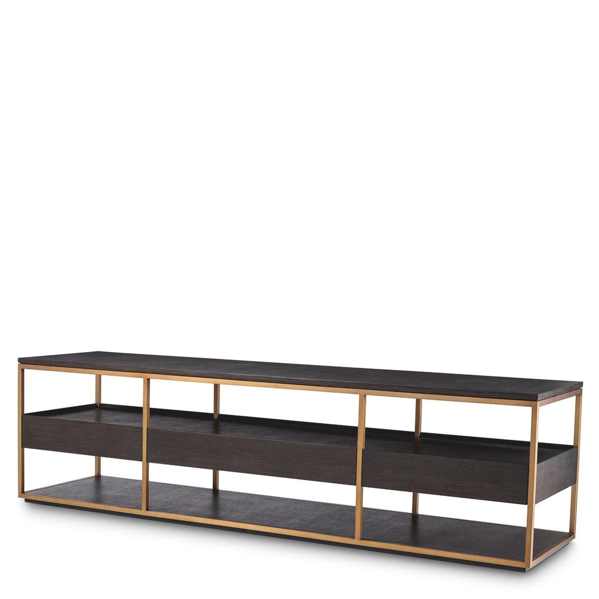 Eichholtz Parker Television Cabinet, Large, Mocha, Brushed Brass, 86.61"W (115107 YV0J041XMG)