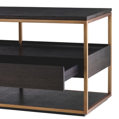 Eichholtz Parker Television Cabinet, Large, Mocha, Brushed Brass, 86.61"W (115107 YV0J041XMG)