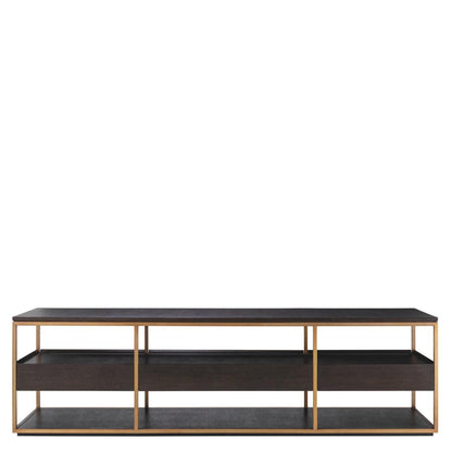 Eichholtz Parker Television Cabinet, Large, Mocha, Brushed Brass, 86.61"W (115107 YV0J041XMG)