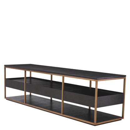 Eichholtz Parker Television Cabinet, Large, Mocha, Brushed Brass, 86.61"W (115107 YV0J041XMG)