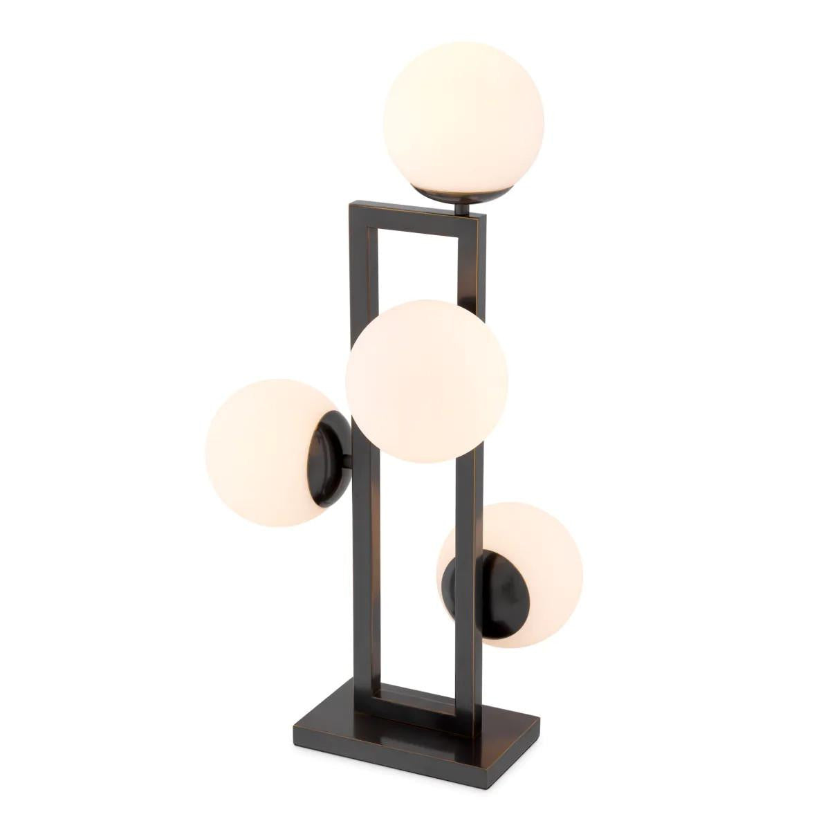 Eichholtz Pascal Table Lamp, 4-Light, Bronze, White Glass, 25.79"H (114613UL ), Eichholtz 114613UL YV0J041WNH