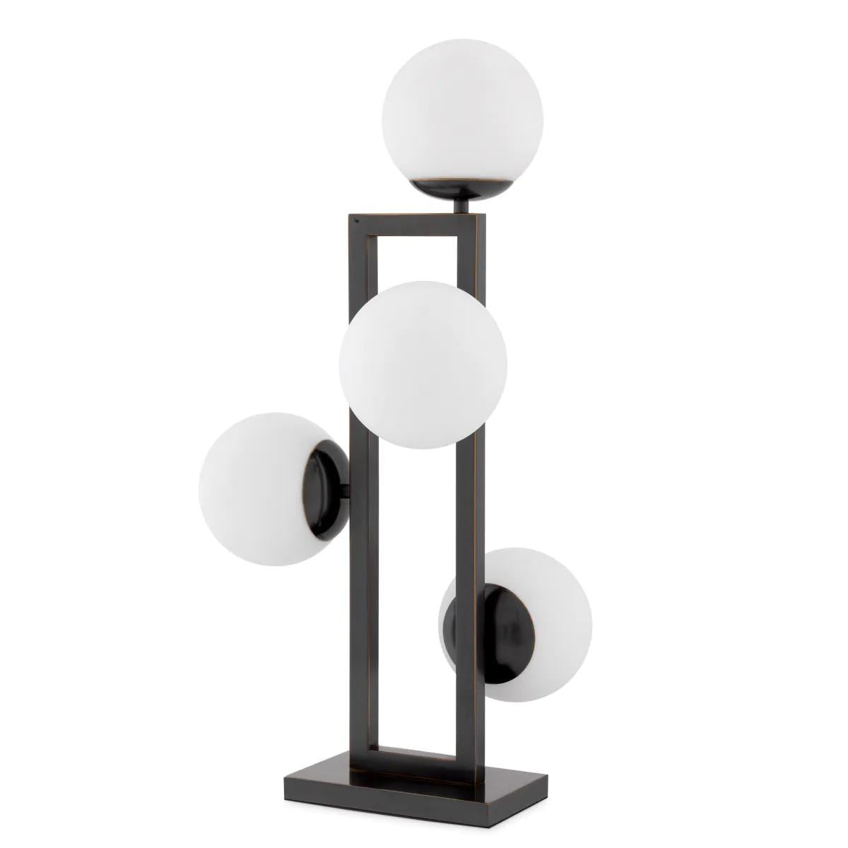 Eichholtz Pascal Table Lamp, 4-Light, Bronze, White Glass, 25.79"H (114613UL ), Eichholtz 114613UL YV0J041WNH