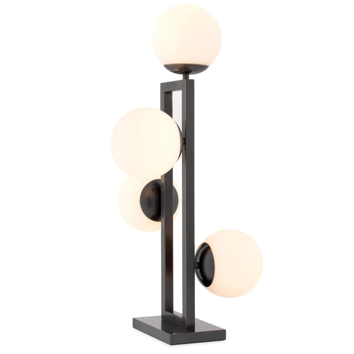 Eichholtz Pascal Table Lamp, 4-Light, Bronze, White Glass, 25.79"H (114613UL ), Eichholtz 114613UL YV0J041WNH