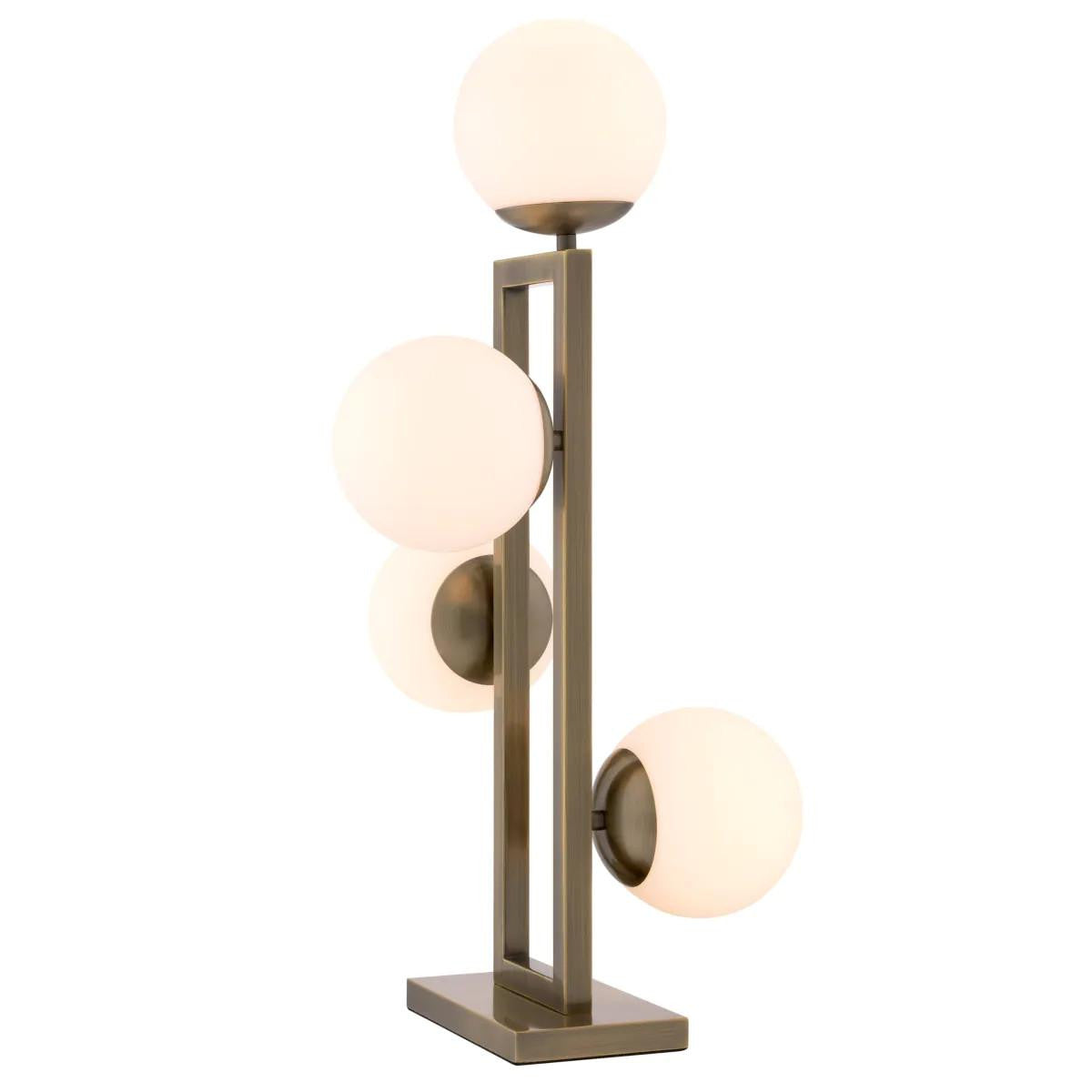 Eichholtz Pascal Table Lamp, 4-Light, Brushed Brass, White Glass, 25.79"H (114904UL ), Eichholtz 114904UL YV0J041WNJ
