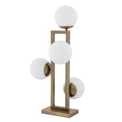 Eichholtz Pascal Table Lamp, 4-Light, Brushed Brass, White Glass, 25.79"H (114904UL ), Eichholtz 114904UL YV0J041WNJ