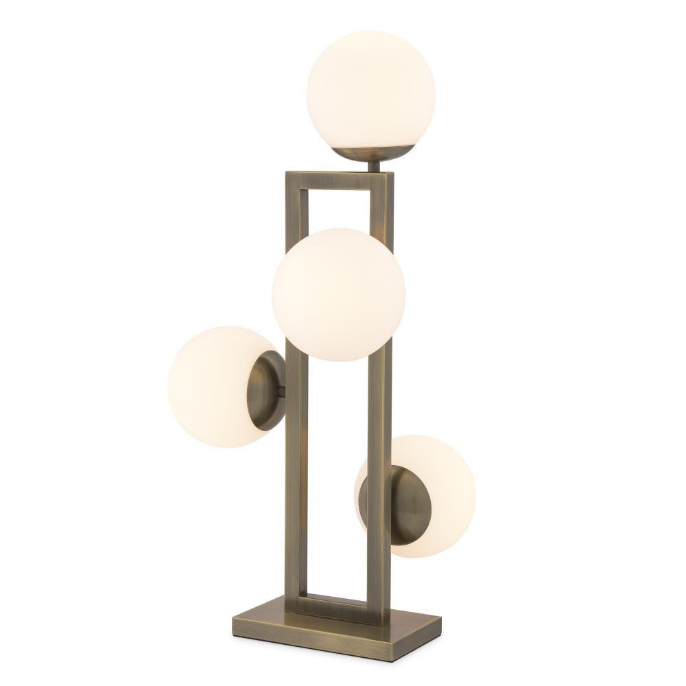 Eichholtz Pascal Table Lamp, 4-Light, Brushed Brass, White Glass, 25.79"H (114904UL ), Eichholtz 114904UL YV0J041WNJ