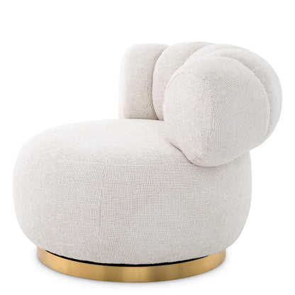 Eichholtz Phedra Swivel Chair, Lyssa Off-White Fabric, Brushed Brass Base, 36.61"W (A117661 YV0J041VRT)